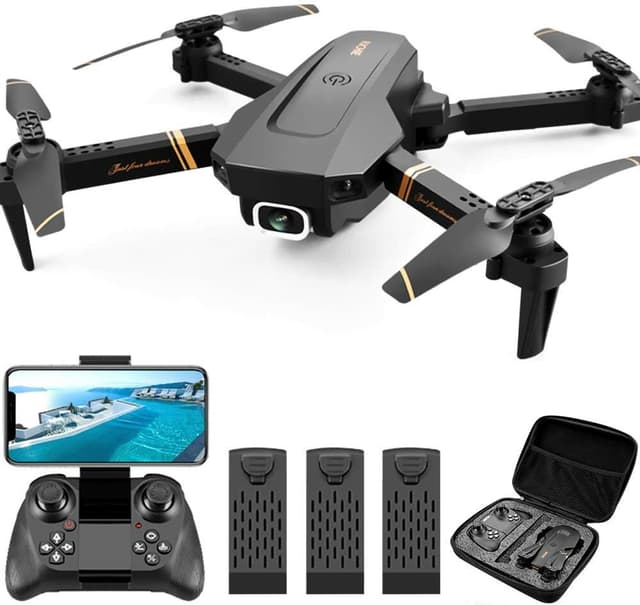 Quad Air Drone 2021 V4 RC Drone 4k HD Wide Angle Dual Camera WIFI FPV Drone + 3B